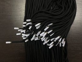 Шнурки круглые 120 см., д. 4 мм., металлический белый наконечник, чёрные